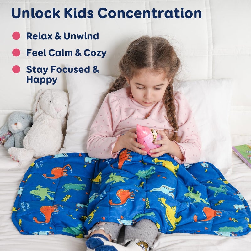 Kivik Weighted Lap Blanket 2 lbs  20"" x 30"" Blue Dinosaur Small Weighted Blankets  All-Season Breathable Cute Mini Weighted Lap Pad  Soft Heavy Throw Blanket for Travel  Calming & Sleep  Washable - Image 3