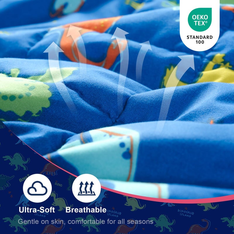 Kivik Weighted Lap Blanket 2 lbs  20"" x 30"" Blue Dinosaur Small Weighted Blankets  All-Season Breathable Cute Mini Weighted Lap Pad  Soft Heavy Throw Blanket for Travel  Calming & Sleep  Washable - Image 4