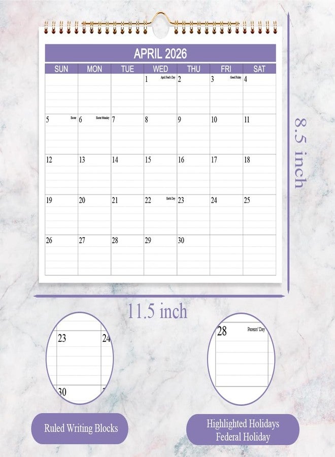 Getvow 2026-2027 Calendar- Wall Calendar 2026-2027 from April 2026 to June 2027, 15 Months Calendar with Thick Paper for Planning at Home or Office, 8.5" x 11", Purple - Image 3