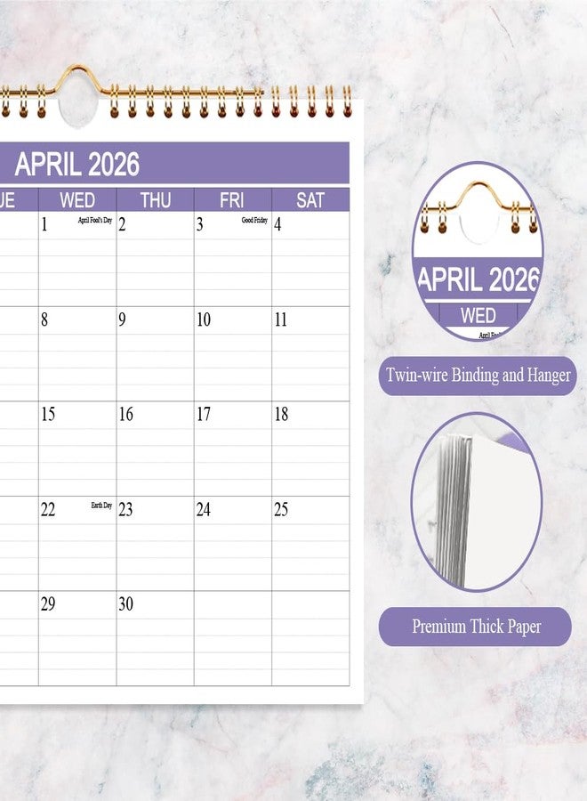 Getvow 2026-2027 Calendar- Wall Calendar 2026-2027 from April 2026 to June 2027, 15 Months Calendar with Thick Paper for Planning at Home or Office, 8.5" x 11", Purple - Image 2