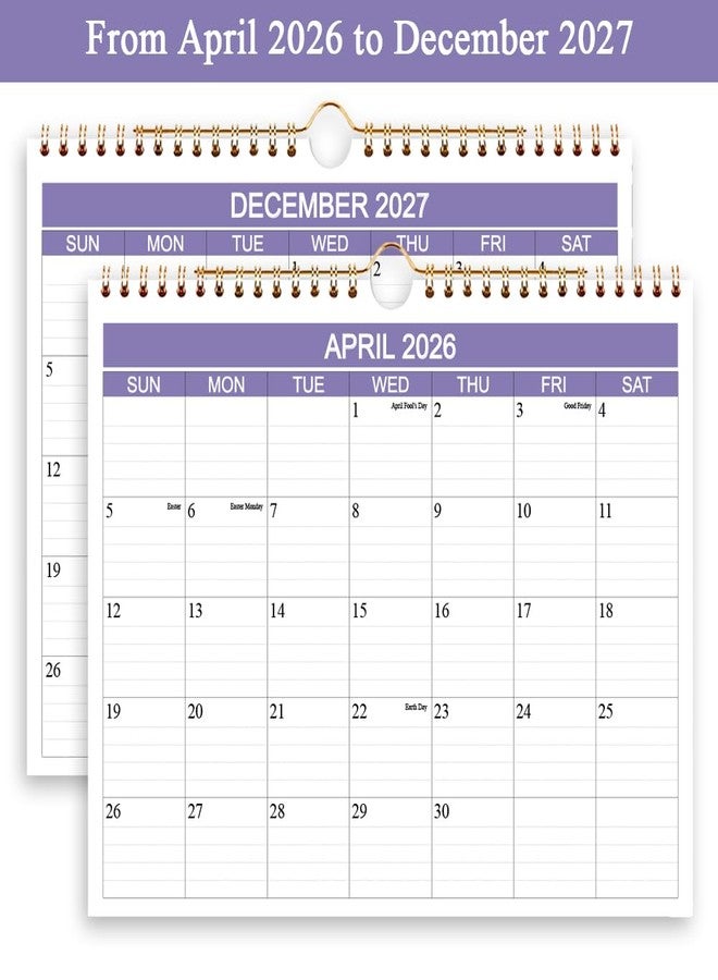 Getvow 2026-2027 Calendar- Wall Calendar 2026-2027 from April 2026 to June 2027, 15 Months Calendar with Thick Paper for Planning at Home or Office, 8.5" x 11", Purple - Image 4
