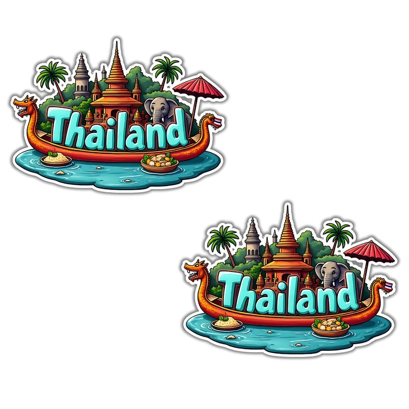 Giftoday Thailand Country Theme Souvenir Wooden Refrigerator Stylish Fridge Magnet Perfect Souvenir Gift for Brother Sister Kids Fridge Decoration Kitchen Decor Pack of 2 Size 3x3 Inches - Image 1