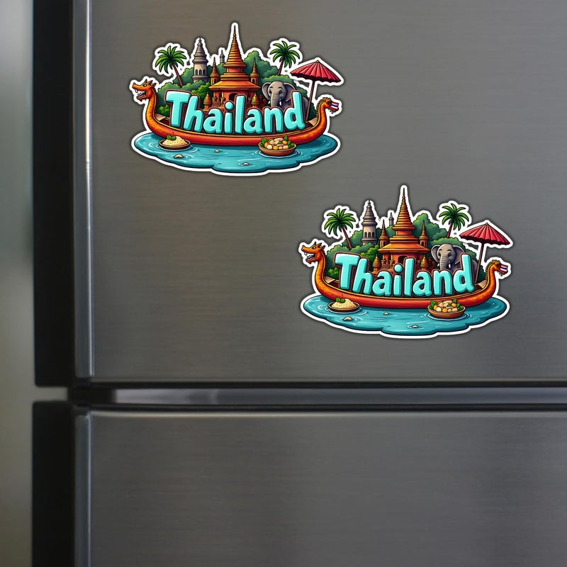 Giftoday Thailand Country Theme Souvenir Wooden Refrigerator Stylish Fridge Magnet Perfect Souvenir Gift for Brother Sister Kids Fridge Decoration Kitchen Decor Pack of 2 Size 3x3 Inches - Image 2