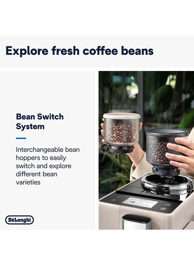 De'Longhi Rivelia Fully Automatic Coffee Machine With Lattecrema Hot, Automatic Milk Frother, Compact Size Bean To Cup Coffee Machine, 16 Recipes, Full Touch Colored Display 1.4 L 1450 W EXAM440.55.BG Beige - Image 4