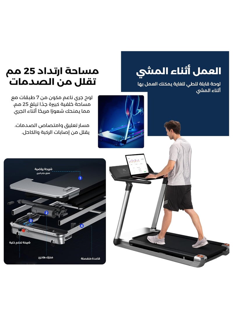 Sharpdo - Foldable Treadmill with 2.5HP Quiet Motor, 48cm Running Belt, Up to 15 KM/H Speed, Heart Rate Monitor, LED Display, Bluetooth Speaker, Advanced Shock Absorption for home & office - Image 1