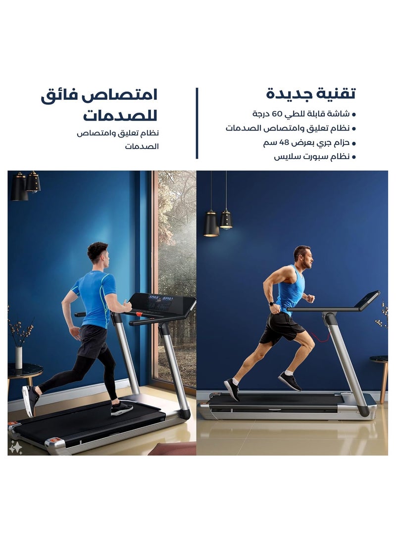 Sharpdo Foldable Treadmill with 2.5HP Quiet Motor, 48cm Running Belt, Up to 15 KM/H Speed, Heart Rate Monitor, LED Display, Bluetooth Speaker, Advanced Shock Absorption for home & office  - Image 5