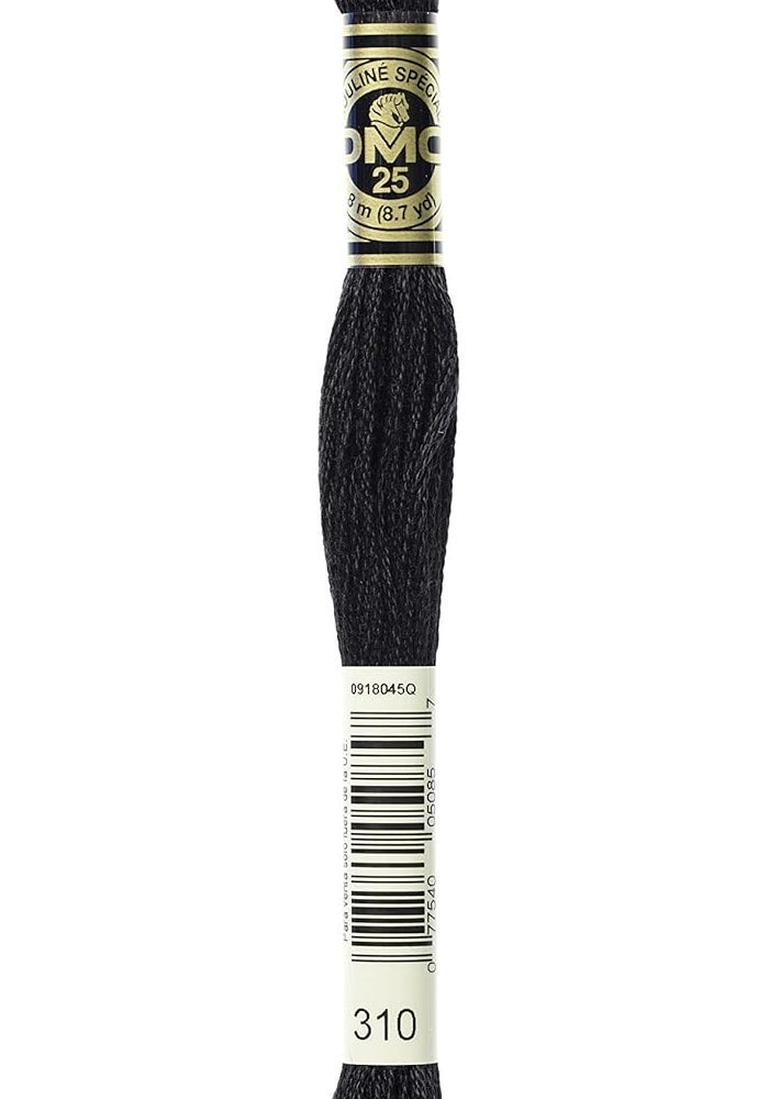 DMC 117-310 Black Mouline Stranded Cotton Six Strand Embroidery Floss Thread, 8.7 Yards