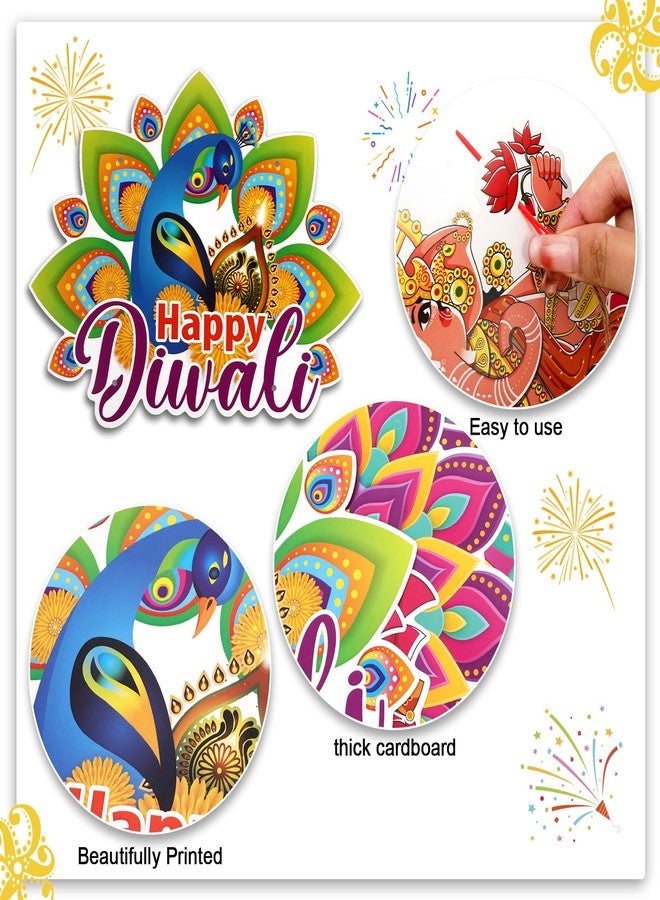 هواف لافتات ديوالي السعيدة من HOWAF، قطعتان، لافتات رانغولي معلقة على الباب الأمامي، ديكور معلق لمهرجان الأضواء الهندي، لوازم حفلات ديوالي المنزلية، ديكورات خلفية ديوالي - Image 3
