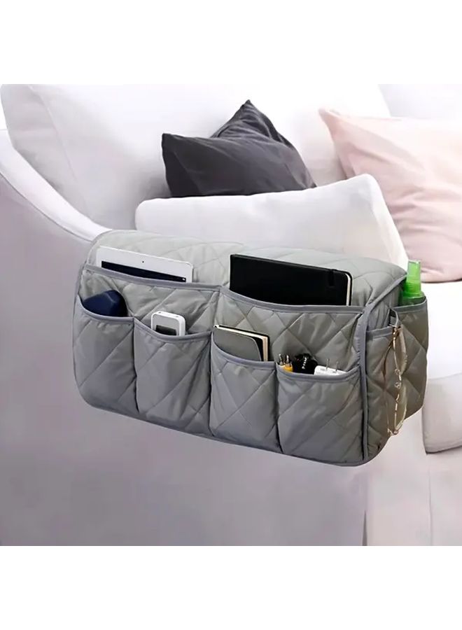 Multi Functional Sofa Side Storage Bag With Remote Holder Fabric Organizer For Living Room Bedroom Office Blue - Image 1