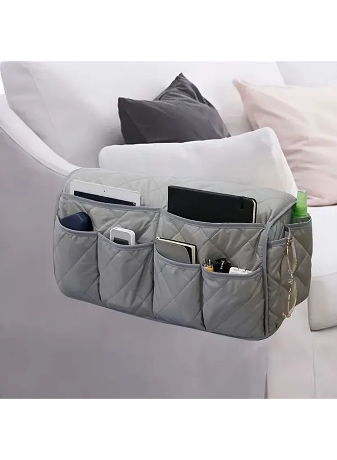 Multi Functional Sofa Side Storage Bag With Remote Holder Fabric Organizer For Living Room Bedroom Office Blue - Image 2