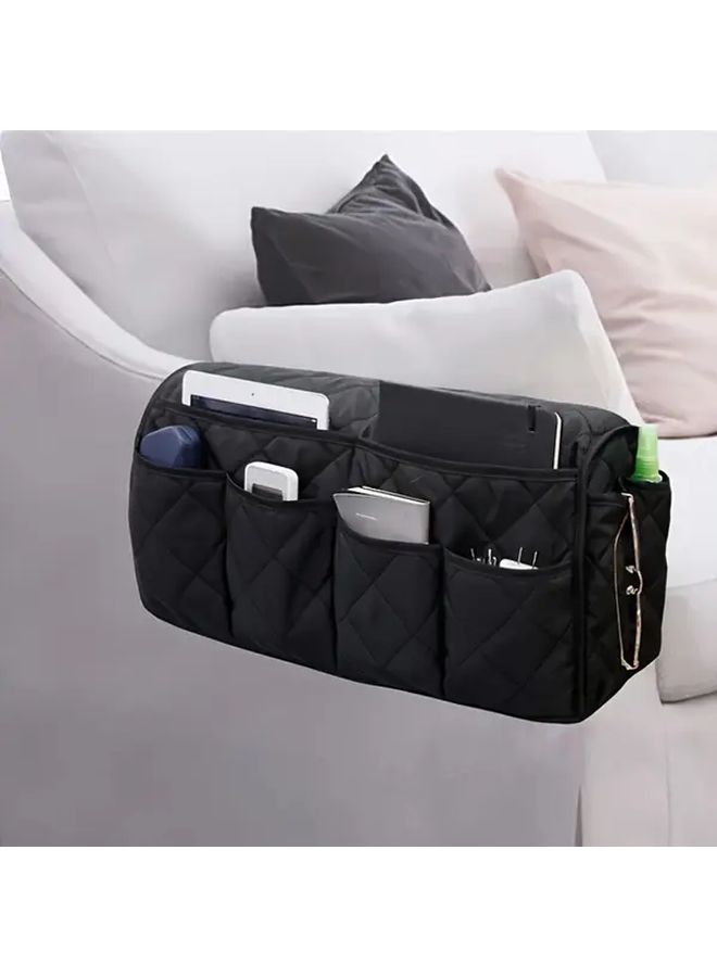 Multi Functional Sofa Side Storage Bag With Remote Holder Fabric Organizer For Living Room Bedroom Office Blue - Image 5