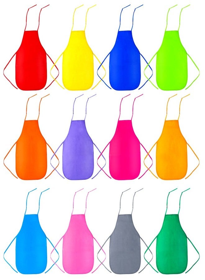 Caydo 12 Pieces 12 Colors Children's Artists Fabric Aprons for Kitchen, Classroom, Community Event, Crafts and Art Painting Activity - Image 1