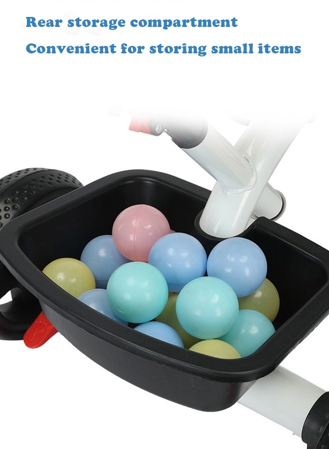 Kidilo 3 in 1 Tricycle for Kids | Toddler Trike for Kids Girls and Boys with Parent Handle, Canopy, Light & Music, Adjustable Push Handle, Guardrail, Baby Stroller Tricycle for 1-5 Years (Black) - Image 4