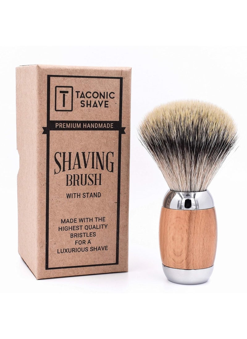 taconic shave Taconic Shave's Synthetic Silvertip Luxury Shaving Brush – Deluxe Beechwood and Chrome Handle - Shaving Stand Included 
