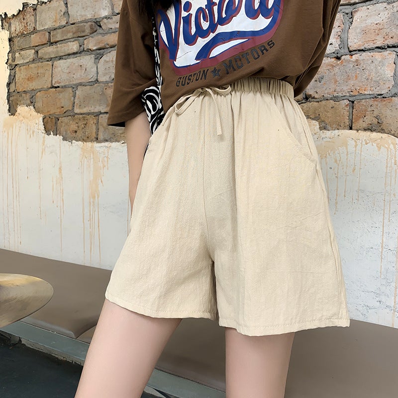Summer Cotton Shorts A-Line Loose Women White  - Image 3