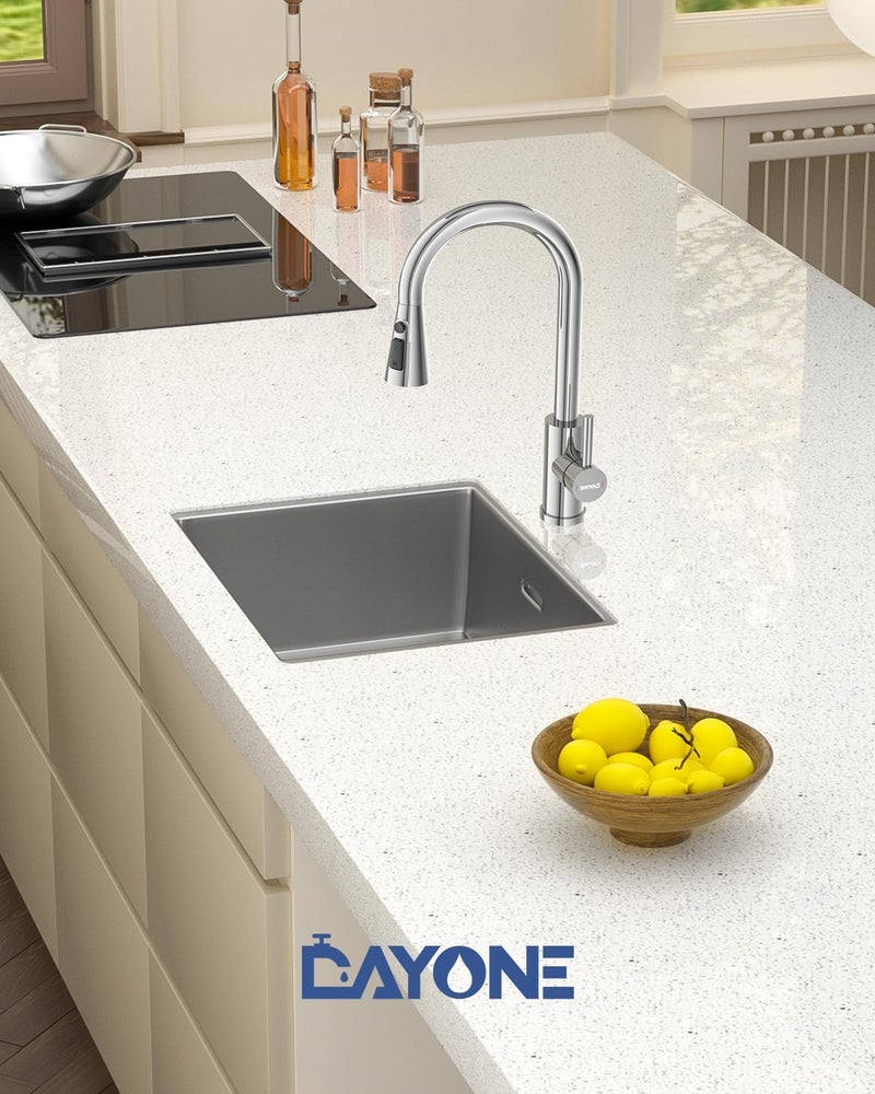 DAYONE Chrome Kitchen Faucet with Pull Down Sprayer, Single Handle Kitchen Mixer with 3 Water Modes Stainless Steel Kitchen Taps - Image 2