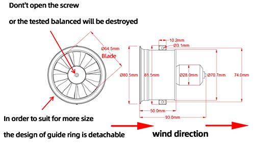 Flycolor DD 64mm EDF 11 Blades Ducted Fan with 3500KV RC Brushless Motor Balance Tested for 4S RC Jet Airplane - Image 4