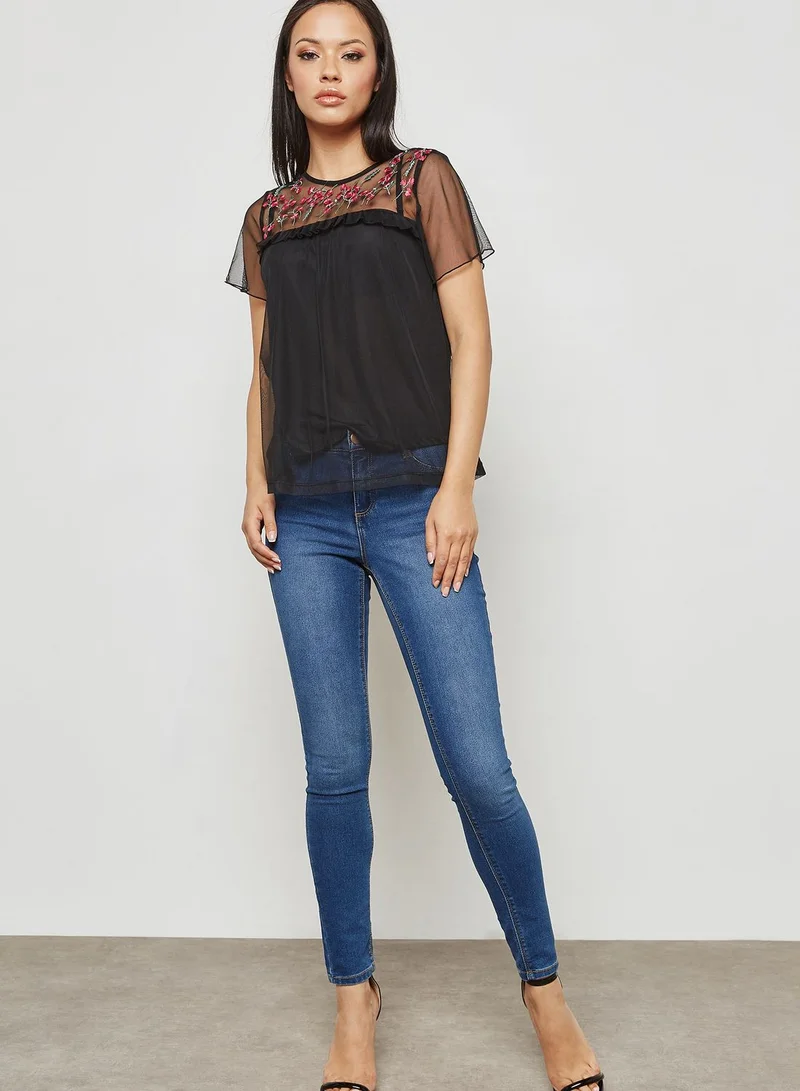 VERO MODA Mesh Detail Top