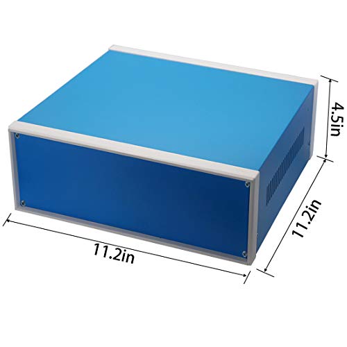 Zulkit Junction Box Blue Metal Project Box DIY Electric Enclosure Case Preventive Case Electrical Box 12.2 x 11.2 x 4.5 inch - Image 2