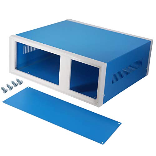 Zulkit Junction Box Blue Metal Project Box DIY Electric Enclosure Case Preventive Case Electrical Box 12.2 x 11.2 x 4.5 inch - Image 1