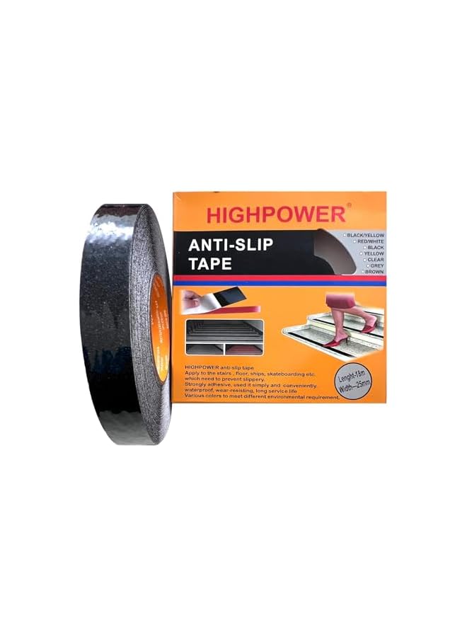PROMASS Anti Slip Tape | Friction Tape | High Power Non-Slip Tape | Black High Traction Non-Slip | Length 18m Width 2.5 cm| Best for Stairs Floor Ships Skateboarding | Strongly Adhesive Waterproof Black  - Image 3