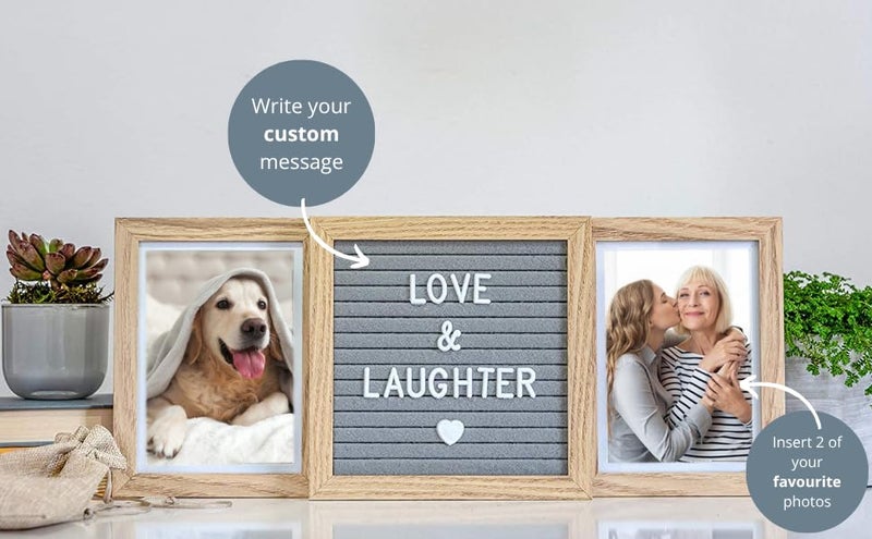 Oak letters Personalized Picture Frame with Custom Letter Board – Two Photo Display for Mom, Grandma, Best Friend Frame, Sisters, or Couples – Custom Photo Frame and Personalized Wedding or Friendship Gift - Image 3