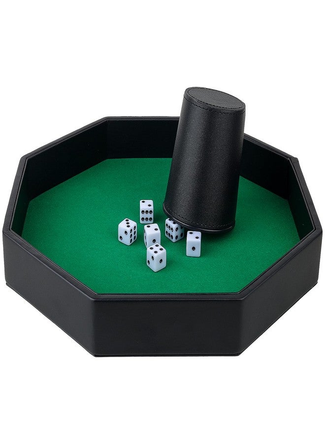 RERIVER Dice Rolling Tray, Green Felt Lined PU Leather Octagon Dice Tray for Dungeon Crawler Games - Image 4