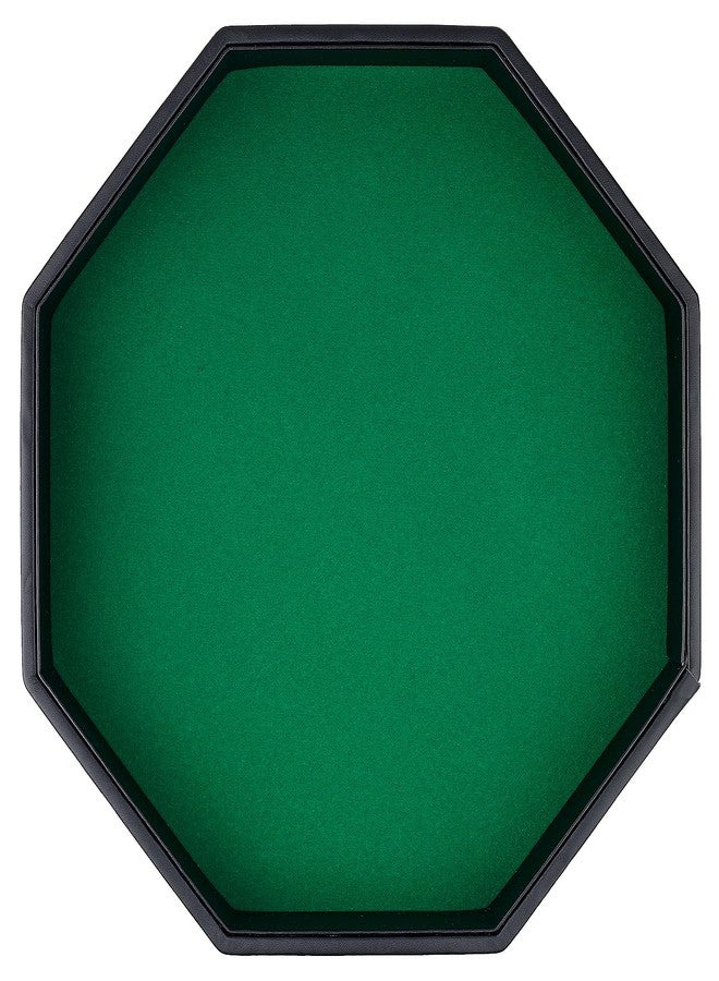 RERIVER Dice Rolling Tray, Green Felt Lined PU Leather Octagon Dice Tray for Dungeon Crawler Games - Image 1