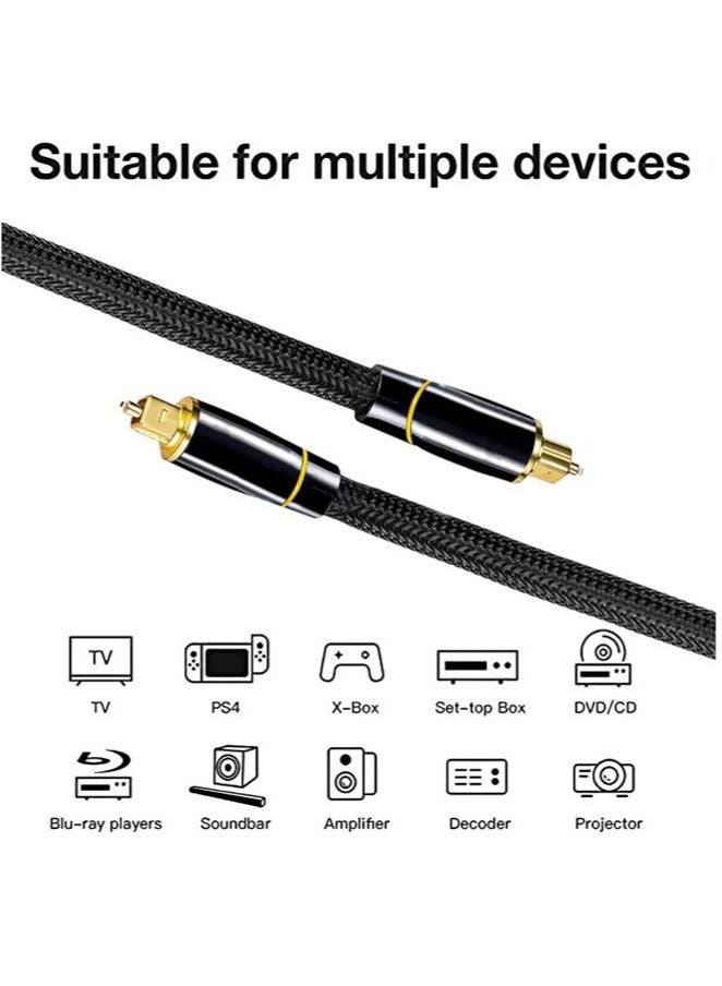 1 Pcs Digital Optical Audio Cable, 24K Gold-Plated Nylon Braided Optical Fiber Male to Male Cable, 150 cm Digital Optical Cable for Sound Bar, TV, Playstation  - Image 4