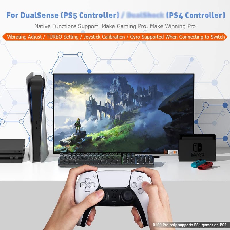 MAKINGTEC Controller Adapters, Wired Controller Adapter for Switch PS4 Windows 11&10 PC, Adapter for Xbox Series Xbox One One S Xbox Elite Series Elite Series 2 PS5/PS4 Wired Console(White), CP8746A - Image 5