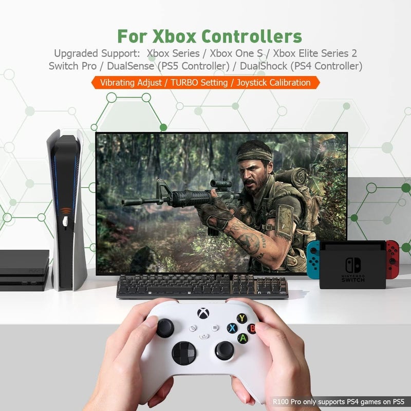 MAKINGTEC Controller Adapters, Wired Controller Adapter for Switch PS4 Windows 11&10 PC, Adapter for Xbox Series Xbox One One S Xbox Elite Series Elite Series 2 PS5/PS4 Wired Console(White), CP8746A - Image 4