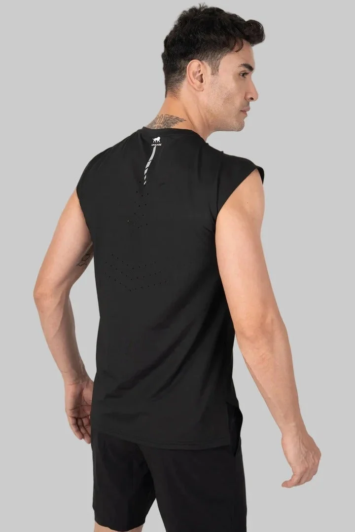 انكسيخ UNXAGE Strike Muscle Tank Top for Men - Sleeveless Quick Dry Moisture Wicking Gym Vest | Bodybuilding Workout Tank | Black