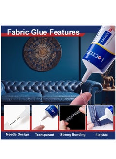 Excefore Fabric Glue, Permanent Clear Washable Clothing Glue for All Fabrics, Cotton, Flannel, Denim, Leather, Polyester, Doll Repair, 2 Pack  - Image 3