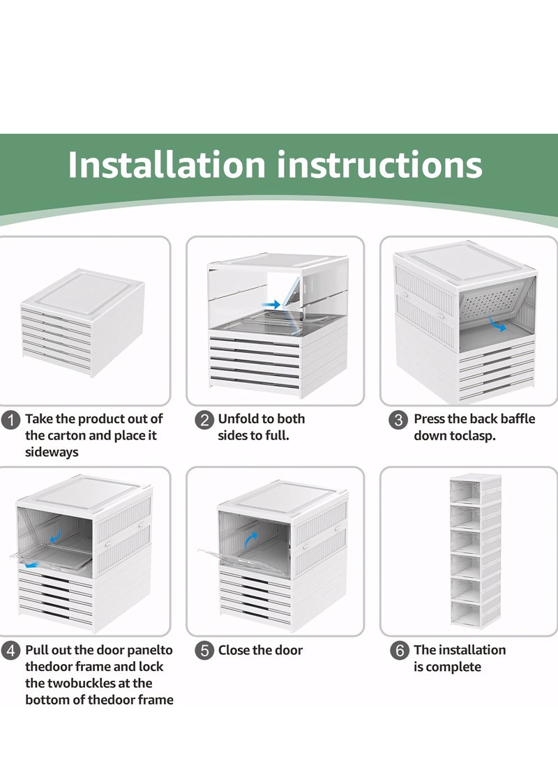 6-Tier Shoe Racks, Clear Installation-free Foldable Shoe Racks, Portable Drop Front Shoe Cabinets with Clear Door for Shoes, Books, Toys, Clothing and Jewelry - Image 4