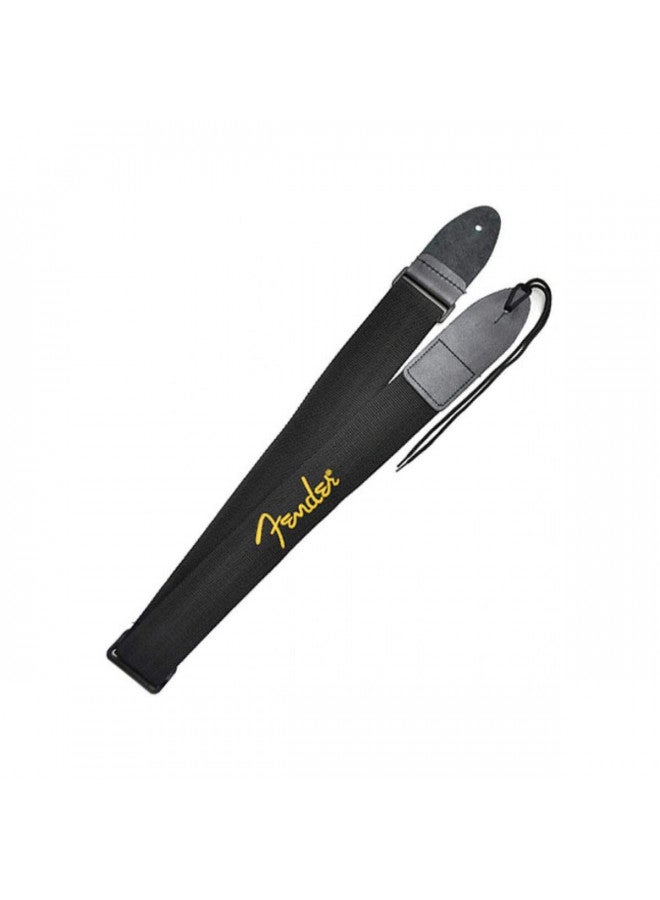 FENDER Fender Logo Guitar Strap, 2in, Black with Yellow Logo - Image 1