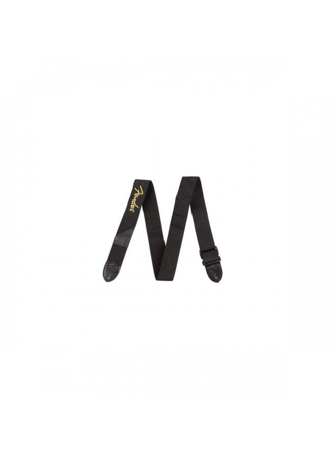 FENDER Fender Logo Guitar Strap, 2in, Black with Yellow Logo - Image 2