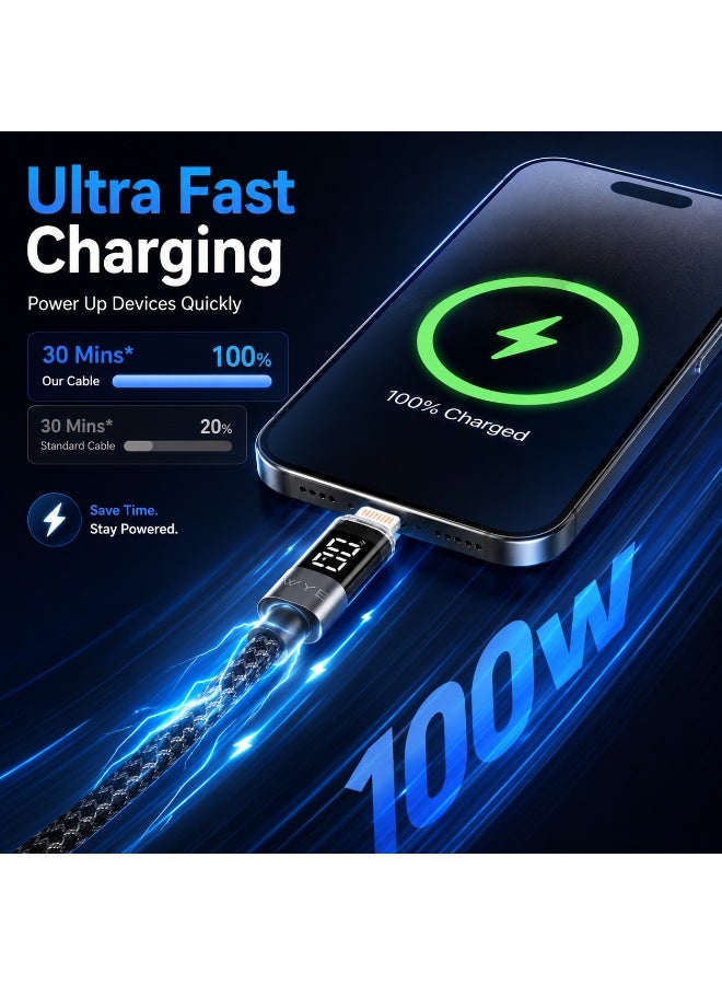 WYE Y-DC53CL1M1 LED Display Ultra Fast Charging & Data Cable | High-Speed Fast Charge USB Cable with Smart Power Display for Smartphones, Tablets & USB Devices - Image 3