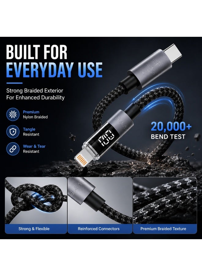 WYE Y-DC53CL1M1 LED Display Ultra Fast Charging & Data Cable | High-Speed Fast Charge USB Cable with Smart Power Display for Smartphones, Tablets & USB Devices - Image 5