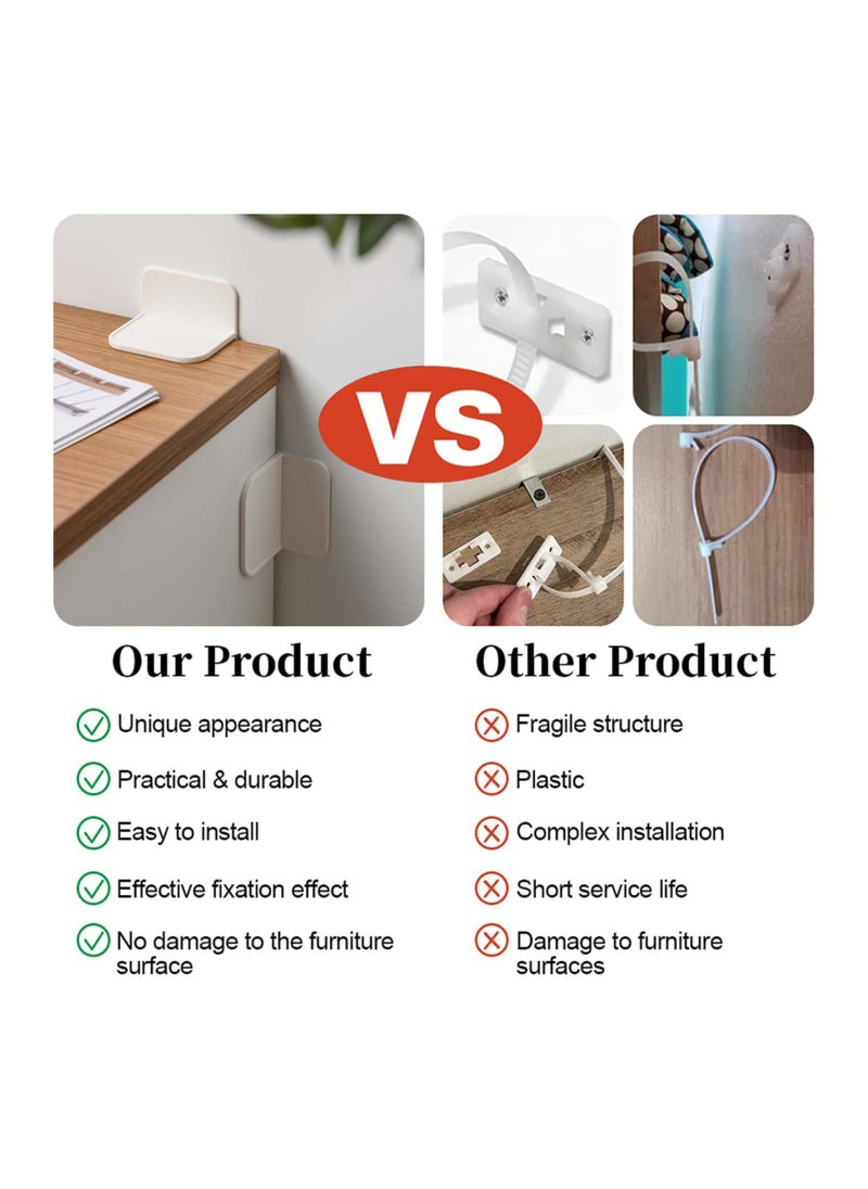 KASTWAVE 2Pcs Anti Tip Furniture Anchor, Adhesive Anti Tip Wall Anchors Kit, Protect Toddler and Pet from Falling Furniture, No Drills, Furniture Anchors for Cabinets and Bookshelves  - Image 4
