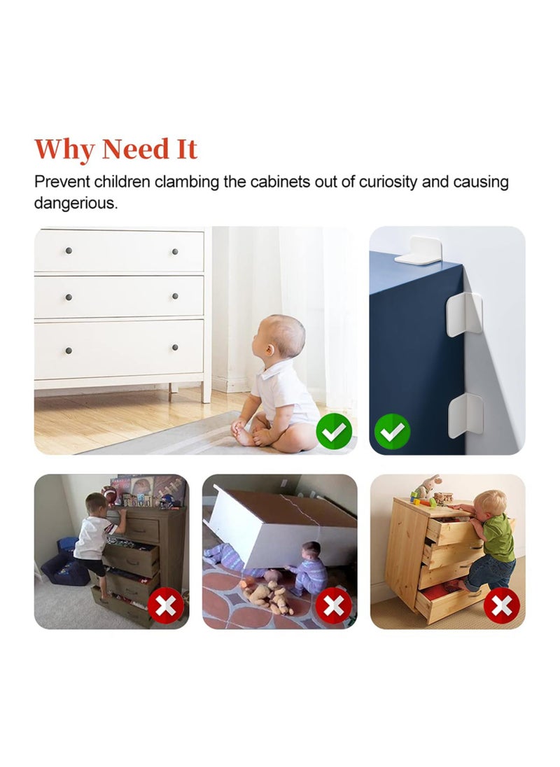KASTWAVE 2Pcs Anti Tip Furniture Anchor, Adhesive Anti Tip Wall Anchors Kit, Protect Toddler and Pet from Falling Furniture, No Drills, Furniture Anchors for Cabinets and Bookshelves  - Image 2