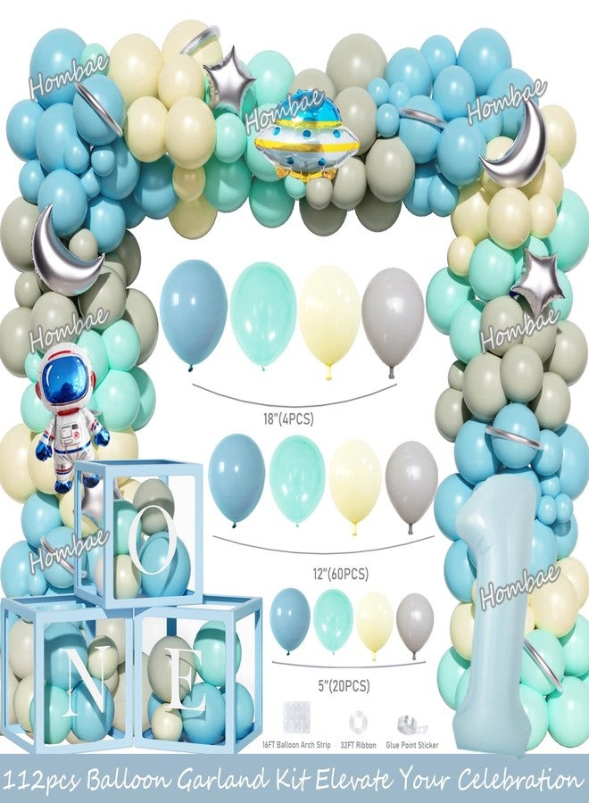 Hombae First Trip Around the Sun Decorations - 123 PCs 1st Around the Sun Birthday Decoration Party Supplies with Backdrop, Balloon Garland, Banners, Cake Topper, Balloon Boxes, Poster, Tablecloth - Image 3