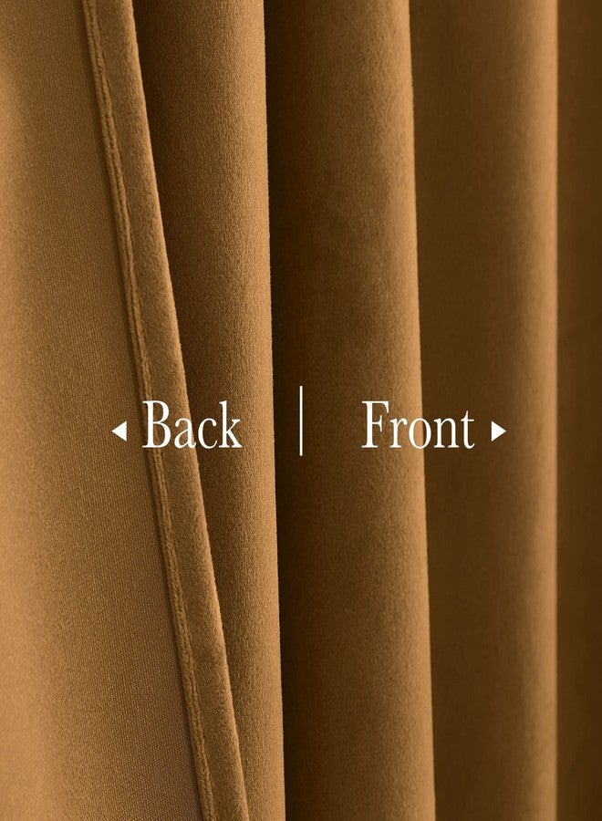StangH Velvet Curtains 84 inches - Gold Brown Blackout Thermal Insulated Window Drapes for Living Room, Back Tab Luxury Home Decor Curtains for Bedroom Sliding Door, W52 x L84, 2 Panels - Image 5