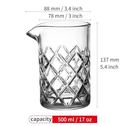 SuproBarware Cocktail Mixing glass – 17oz Cocktail Stirring Glass with Thick Weighted Bottom，Professional Stirring Glass Cocktail beaker - Image 3