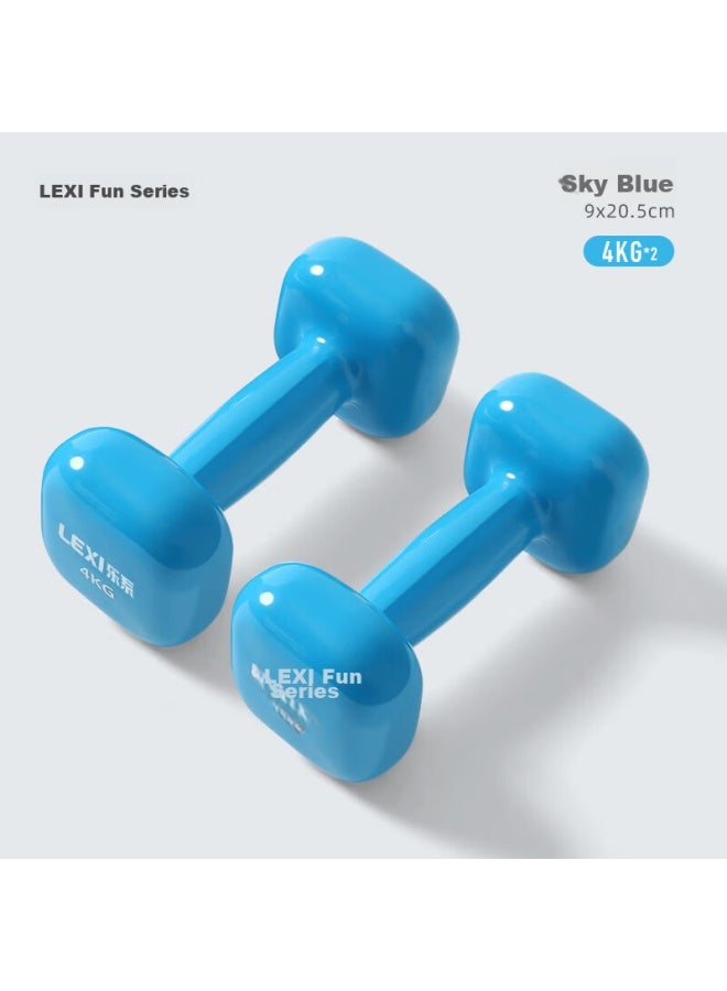 Lexi Le System Dumbbell Plastic-coated Home Use For Beginners, Arm Shaping Training, Women's Straight Shoulder And Back Shaping Fitness Equipment, Blue 4kg*2 - Image 1