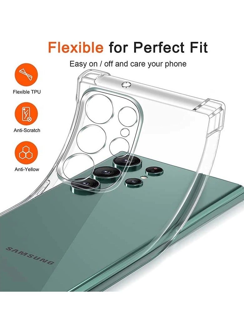 حافظة حماية شفافة لهاتف سامسونج جالاكسي S24 الترا 5G من مادة البولي يوريثان الحراري الناعم، حافظة حماية خلفية شفافة ممتصة للصدمات، زوايا معززة لهاتف S24 الترا - Image 3