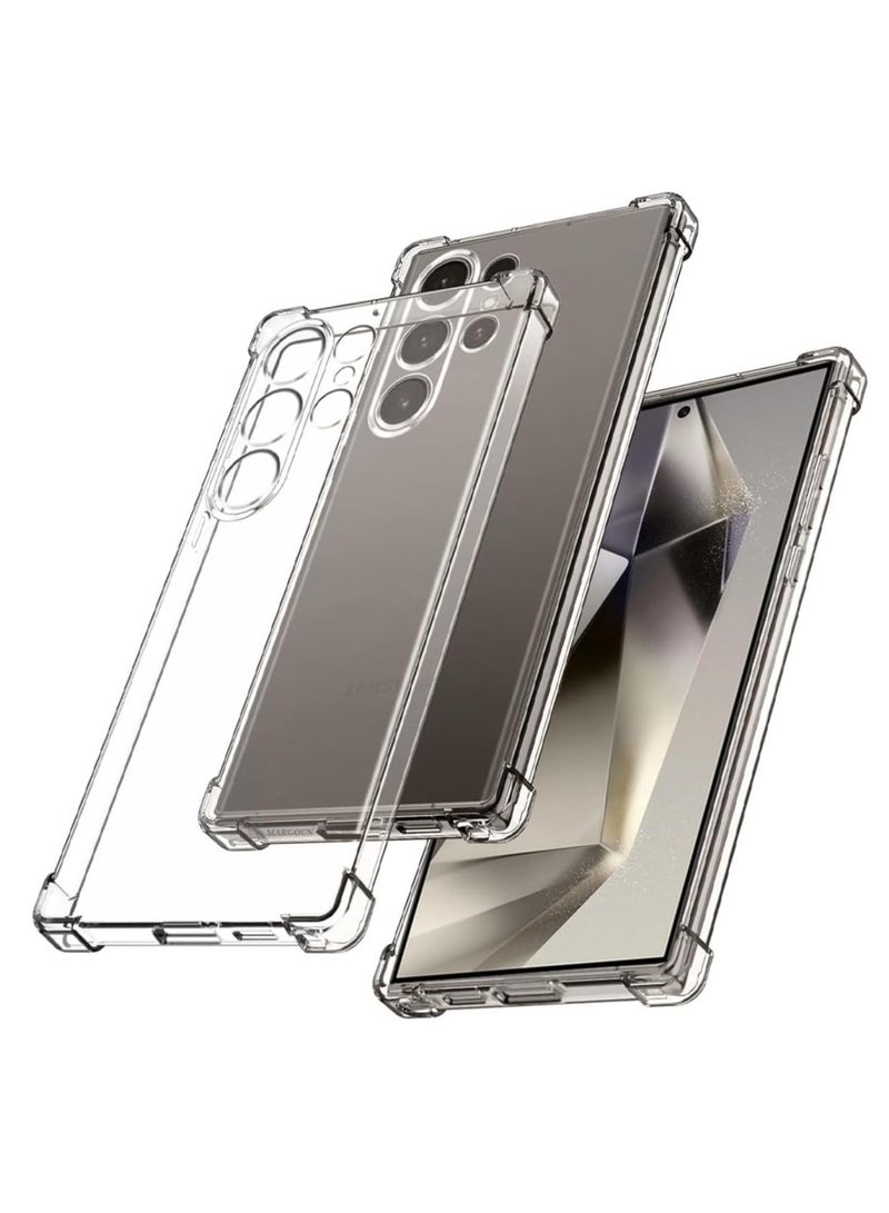 حافظة حماية شفافة لهاتف سامسونج جالاكسي S24 الترا 5G من مادة البولي يوريثان الحراري الناعم، حافظة حماية خلفية شفافة ممتصة للصدمات، زوايا معززة لهاتف S24 الترا - Image 1