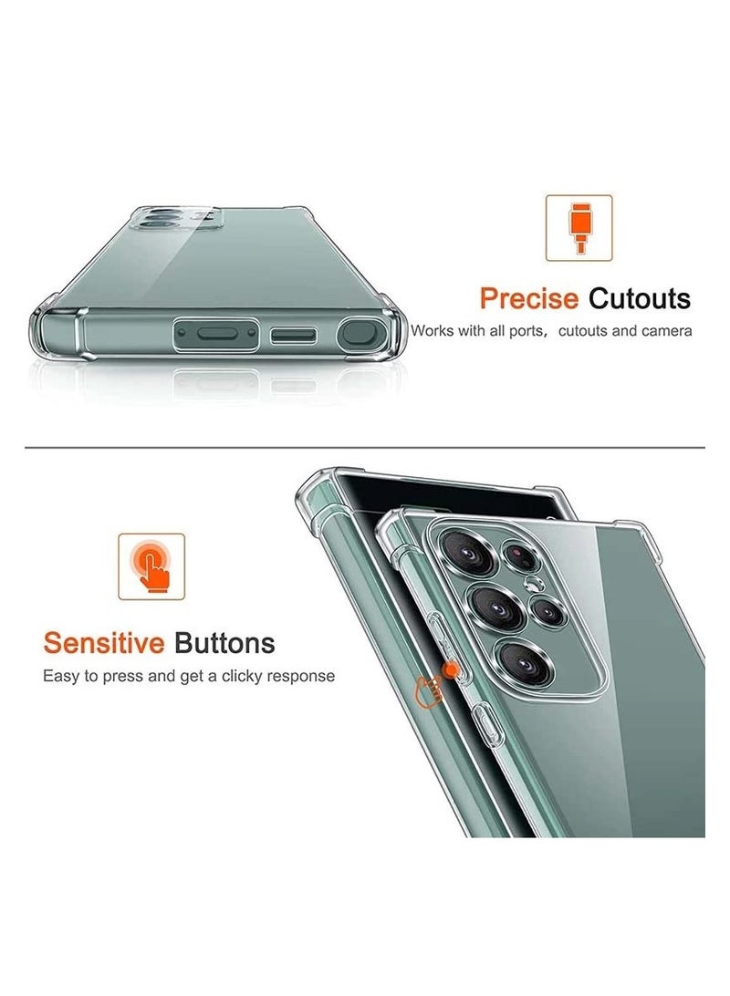 حافظة حماية شفافة لهاتف سامسونج جالاكسي S24 الترا 5G من مادة البولي يوريثان الحراري الناعم، حافظة حماية خلفية شفافة ممتصة للصدمات، زوايا معززة لهاتف S24 الترا - Image 2