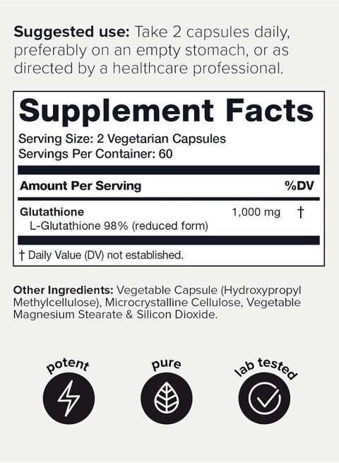 glutathione capsules 1000 mg Reduced Supplement, 1000mg Pure Glutathione with Alpha Lipoic Acid & Milk Thistle for Skin, Liver & Immune Support, Nature's Craft, 60ct Health Mart L Glutathione 1000mg