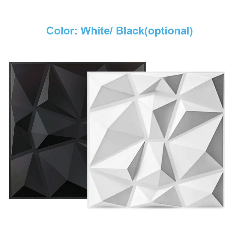 12pcs 3D Wall Panel Decorative PVC Wall Panels Diamond Textured 12x12in with 1 Roll Double-Sided Tape for Home Office Living Room Bedroom - Image 2
