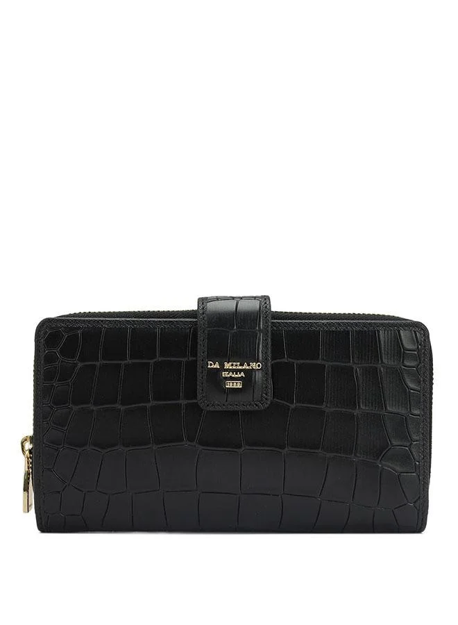دا ميلانو محفظة نسائية جلد طبيعي أسود